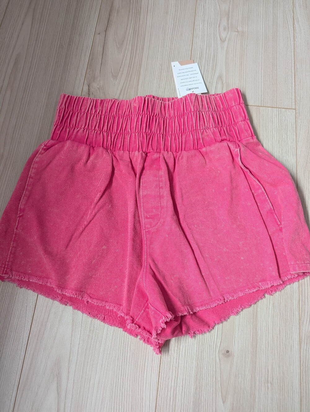 Women's High-Waist Pink Elastic Waist Shorts